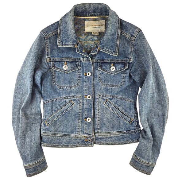 Pilcro and the Letterpress Jackets & Blazers - Pilcro and the Letterpress | Blue Jean Jacket w/Aztec Print | Size XXSP (00P)